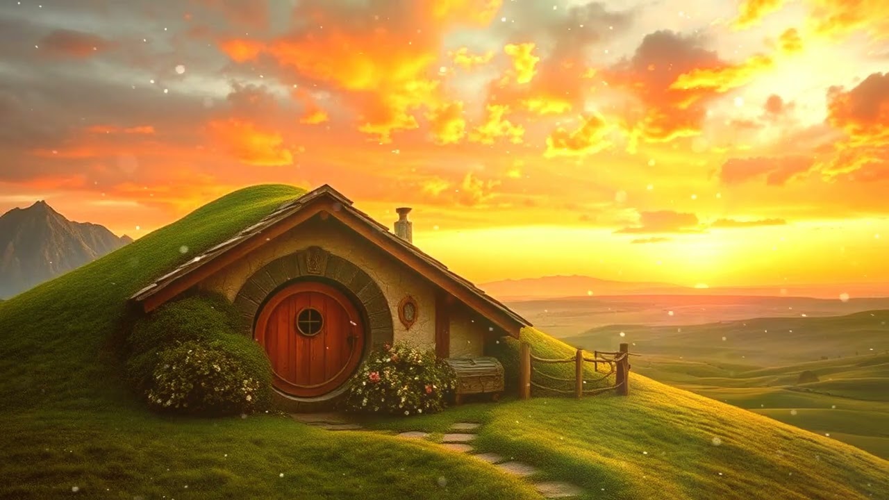 Hobbit House at Sunset 🏡 | Study, Work & Relax with Calming Fantasy Music