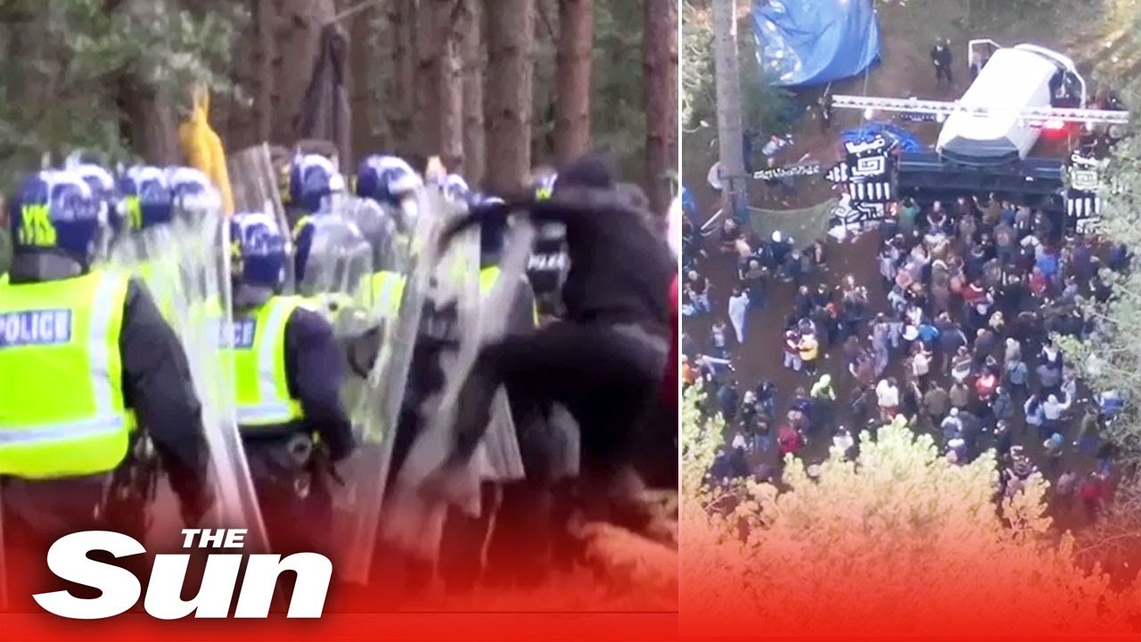 Raver kicks riot police as they shut down illegal forest party