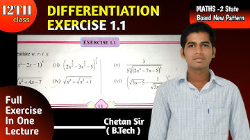 Exercise 1.1 Class 12th Differentiation Maths 2 HSC Maharashtra board 2024