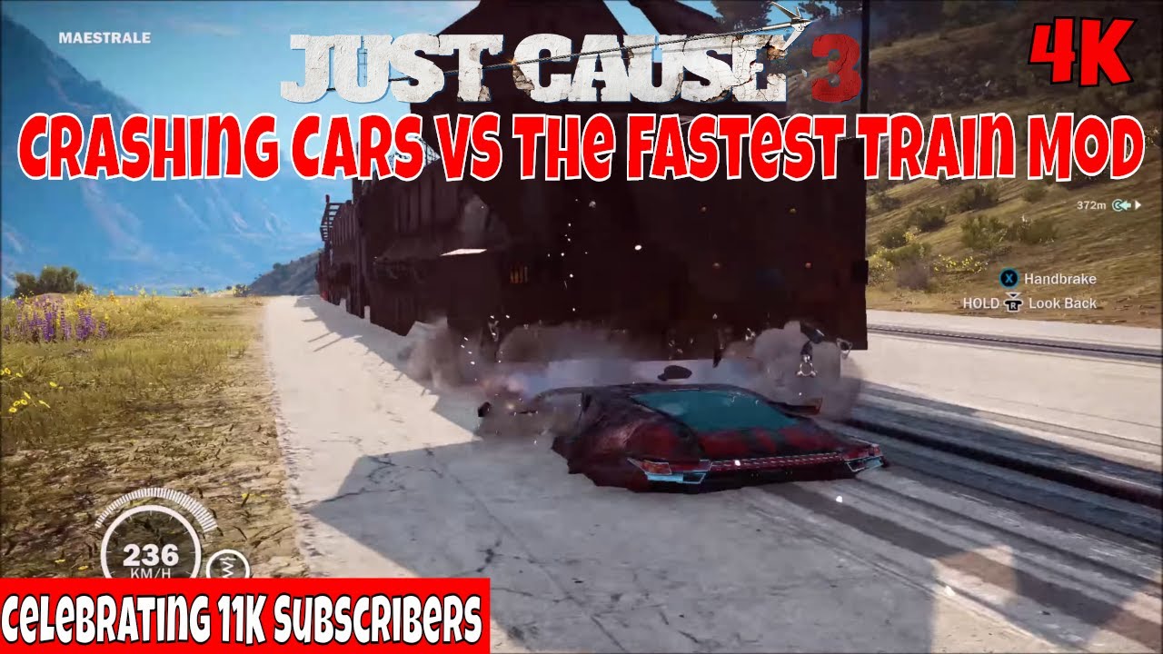 schnellster zug der welt tgv Just Cause 3 Crashing Cars Vs the Fastest Train