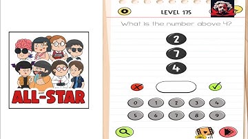 Brain test all star level 225 what is the number above 4 || Walkthrough solution