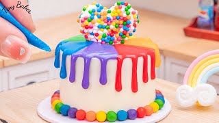Rainbow Chocolate Cake 🌈 Perfect Mini Rainbow Melted Chocolate Cake | Tiny Baker