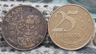 VOCÊ TEM UMA? COM ESSE DEFEITO OLHA O VALOR DA SUA MOEDA 25 CENTAVOS ANO 2003 💰 $ 120 A 130 REAIS 🇧🇷
