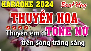 Thuyền Hoa Karaoke Tone Nữ Cha Cha Cha Dễ Hát | Đình Long Karaoke