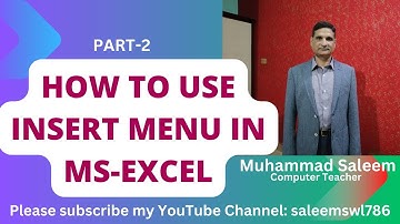 INSERT Menu PART-2 of MS-EXCEL II #saleemswl786