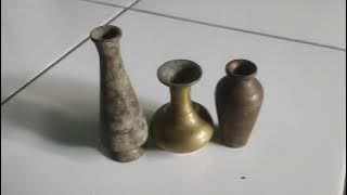 100K - Set 3 pcs Guci Kecil Antik Jadul Bahan Kuningan Kondisi Seperti Video | WA 089646388789