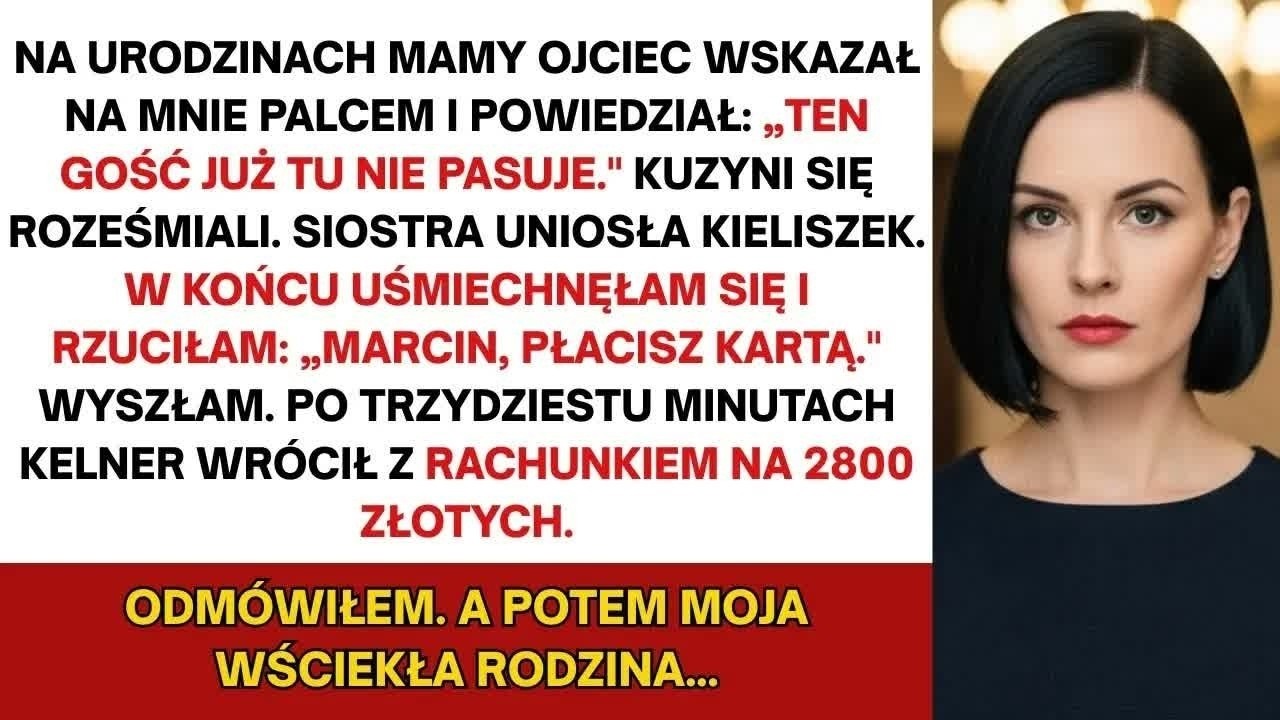 Sześćdziesiąte drugie urodziny mamy. Podniosłam kieliszek, kiedy ojciec wskazał na mnie palcem przy całym stole i powiedział: „Ten gość już tu nie pasuje”. Kuzyni parsknęli śmiechem. Siostra...