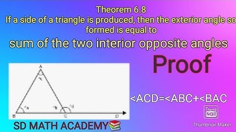 EXTERIOR ANGLE THEOREM 6.8||CLASS 9||NCERT||FULL PROOF||