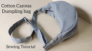 DUMPLING BAG COTTON CANVAS SEWING TUTORIAL / Paano manahi ng bag