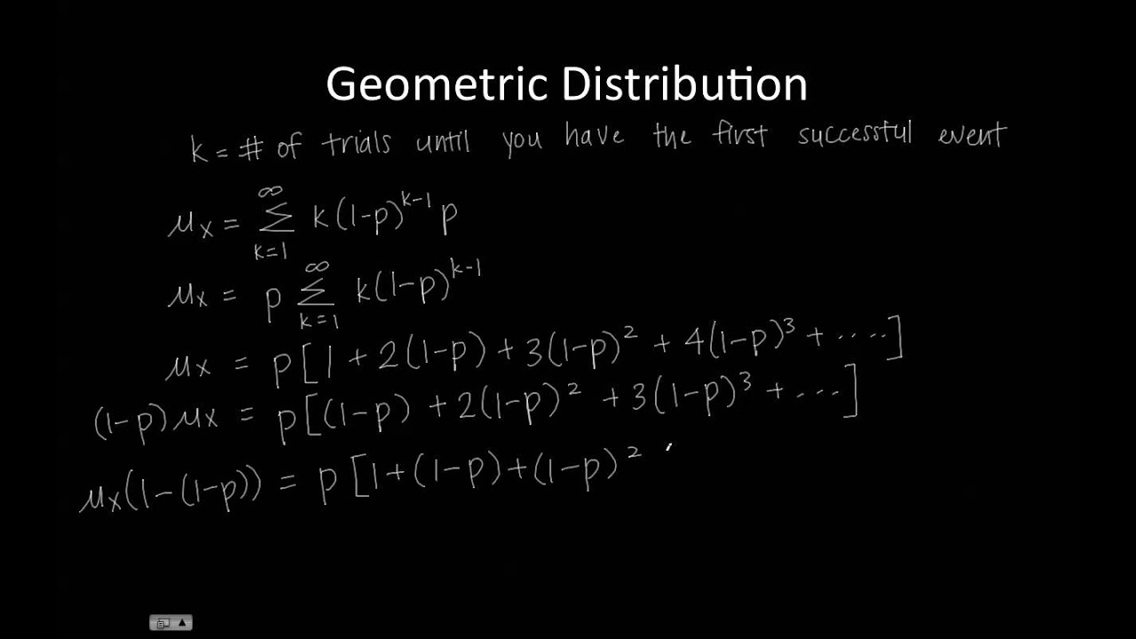 Geometric Distribution - Expected Value - YouTube Geometric Distribution - Expected Value - YouTube