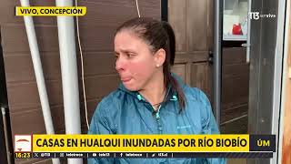 Casas inundadas en Hualqui tras crecida del río Biobío