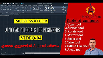 How to learn Autocad Easily/Copy /Stretch/Rotate/Mirror/Scale/Trim/Fillet & Chamfer/Array