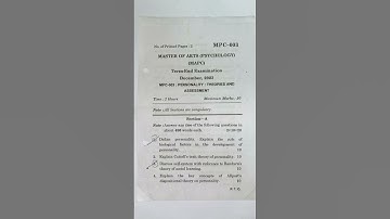 MA Psychology | IGNOU | Question Paper | MPC-003 | Personality: Theories and Assessment