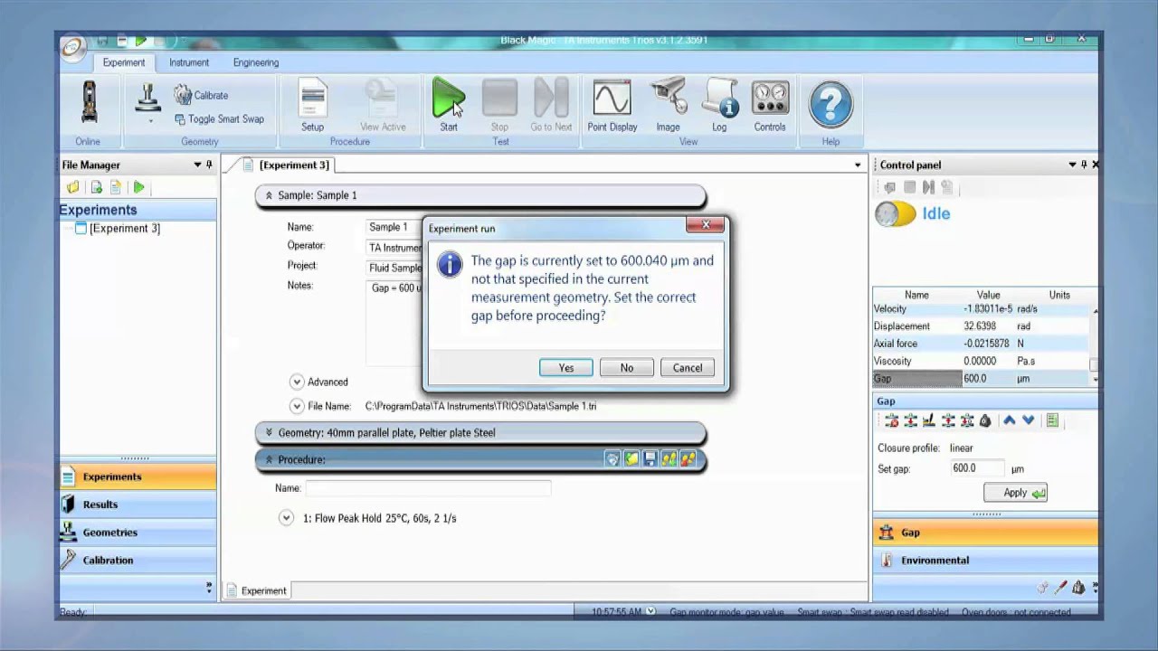 Правильная загрузка образца в DHR