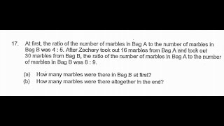 P6 2019 CHIJ SA1 Question 17 - In 2 Methods: Algebra and Ratio | Marbles in Bag