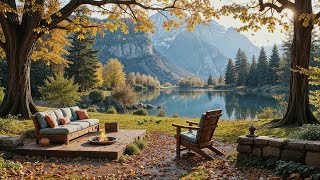 Escape to Fall: Mountain Lakeside with Fire Pit and Calming Sounds of Nature For Relax, Study, Work