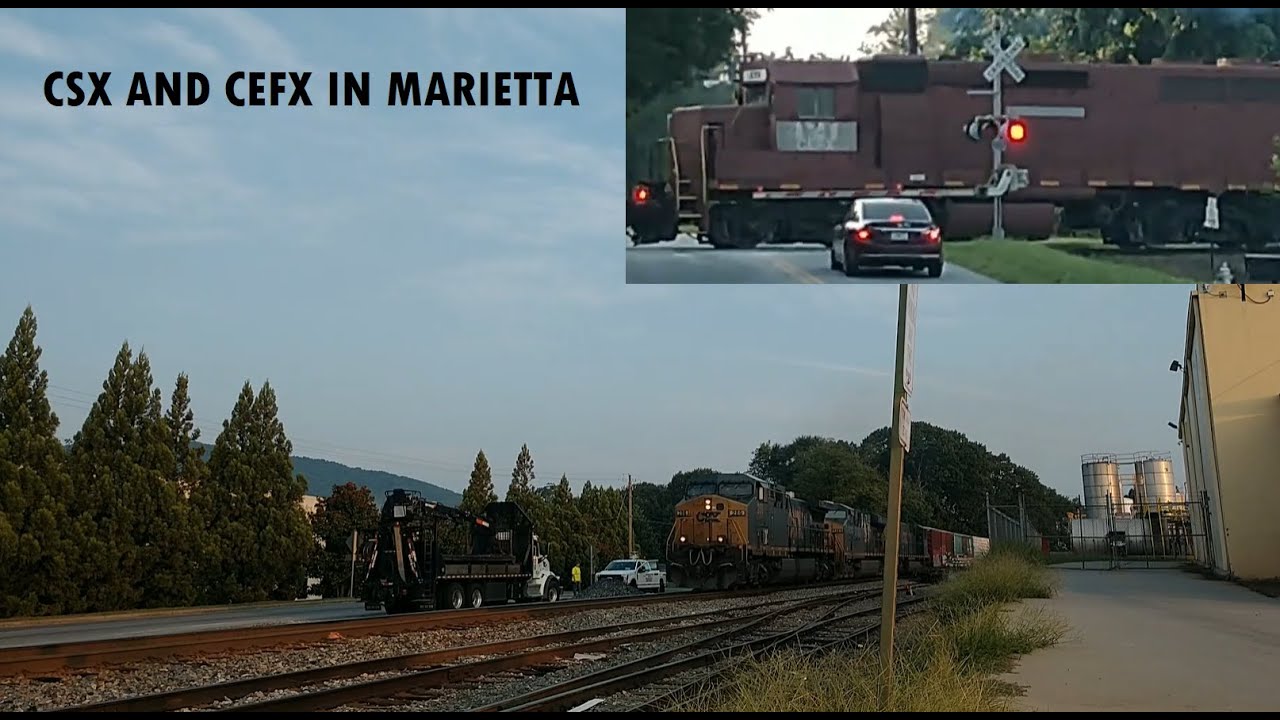 2 CSX Trains and CEFX 421 at Elizabeth in Marietta, GA 8-10-21 - YouTube