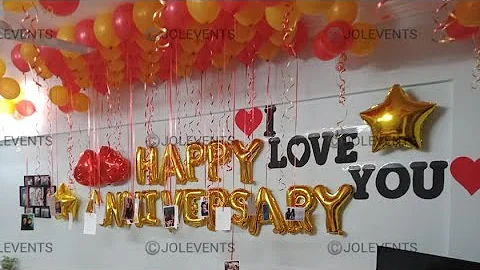 Anniversary Surprise Room Decoration For Husband, Balloon Decoration For Wedding Anniversary India