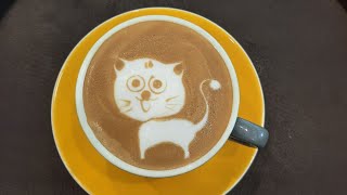 how to make latte art: cat  ‍⬛ #latteart #howto #catlovers #baristajoy