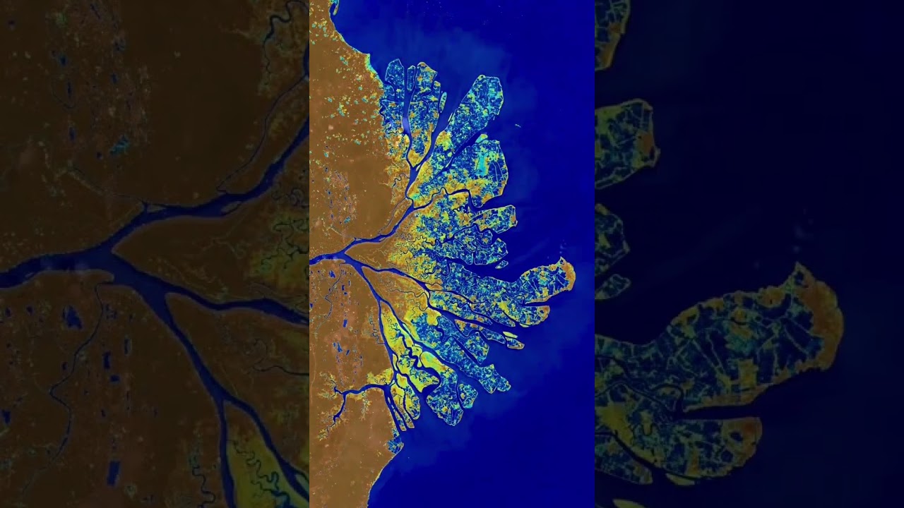 Satellite Imagery of Indonesia’s Mahakam Delta: Mangrove-Covered Beautiful Islands - ESRI #Shorts