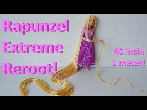 EXTREME Doll hair reroot: Disney Store Rapunzel from Tangled - YouTube
