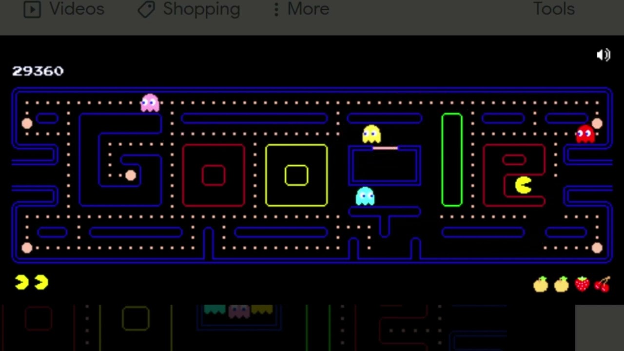 PAC-MAN Doodle - pacman 30th anniversary - popular Google Doodle games 