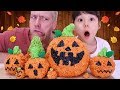 ハロウィン🎃 ライスパフで巨大オバケかぼちゃのお菓子を作ってみた!Pumpkin Rice Krispie Treats MayuChannel
