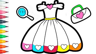 Drawing and Coloring a Princess Dress Set for Kids.Let’s Paint a Beautiful Princess Dress and Makeup