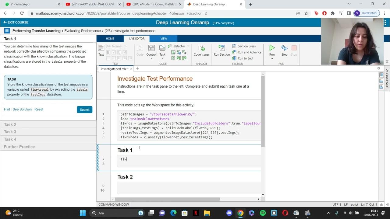 eMuderris, Ödevi, Matlab deep learning Onramp, 45/6/7/8. transfer