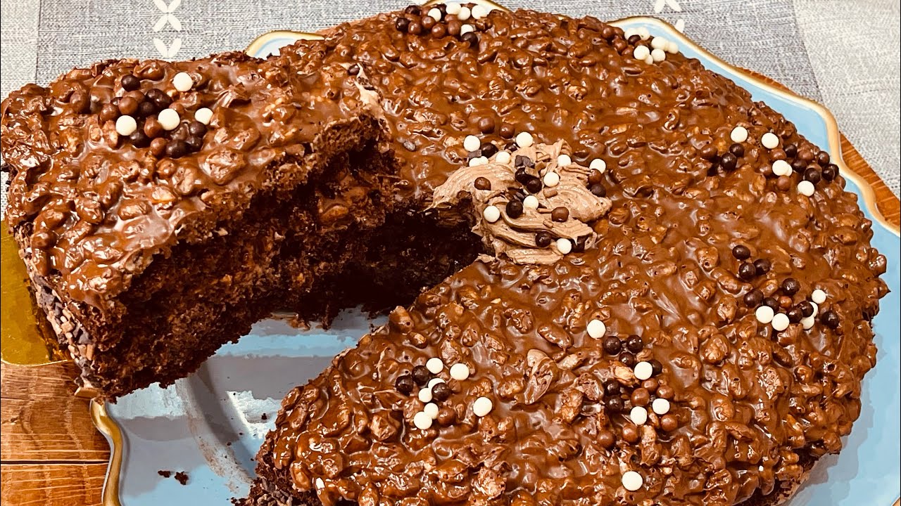 ألذ كيكة شكولاتة بالرايس كريسبي وبطريقة سهلة وبسيطة/لذيذة لازم تجربوها !