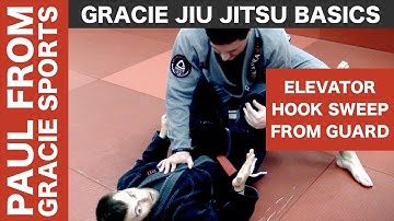 Gracie Jiu Jitsu Basics: how to do elevator hook sweep from closed guard.