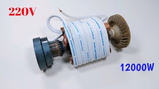 Free Energy Ac Generator 12kw PVC Copper Wire 220v Magnet Electricity Energy Use Chainsaw Motor