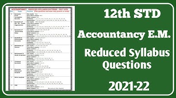12th Accountancy 2021-22 English Medium - Reduced Syllabus Questions @GPTeach