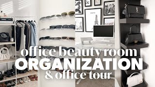 OFFICE + BEAUTY ROOM TOUR | work from home setup, office organization, new furniture, full room tour