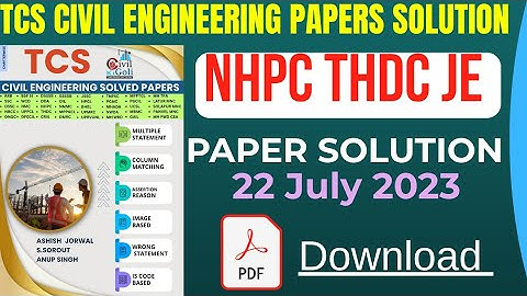 NHPC THDC JE Civil Paper 22 July 2023 Paper Detailed Solution With pdf Exam Conducted By TCS