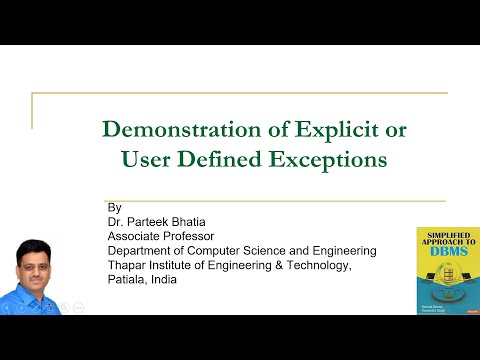 Demonstration of Explicit or User Defined Exceptions