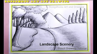 Landscape Scenery Drawing || Pencil drawing Tutorial (Step by Step)