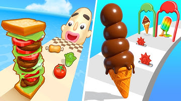 Sandwich Runner 🆚 Stacky Ice Cream Runner🌻🧿🌺🌈Max Levels Walkthrough Android IOS Update Gameplay 8812
