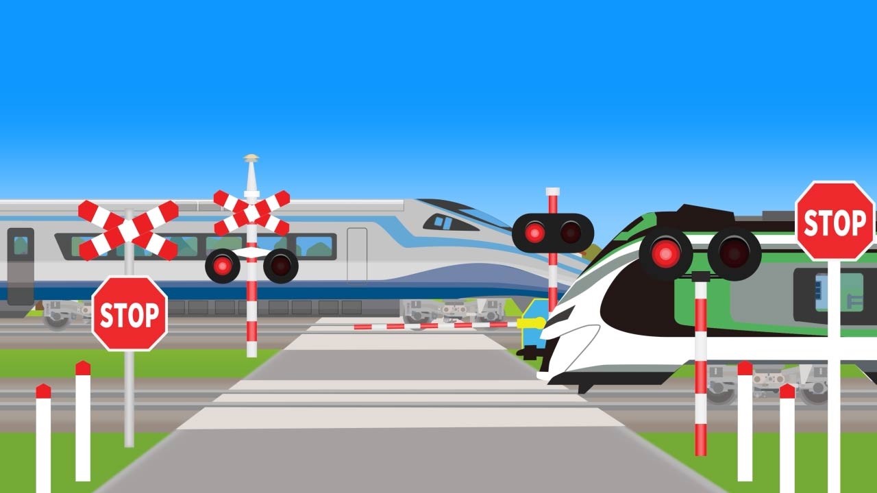 ポーランドの電車とふみきり【踏切アニメ】