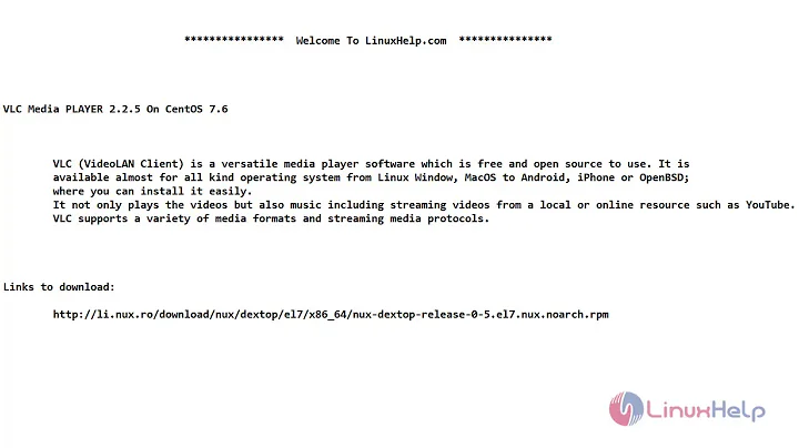 How to Install VLC Media 2.2.5 on CentOS 7.6