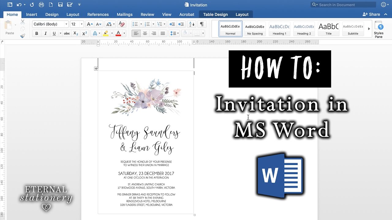 How to make an invitation in Microsoft Word | DIY Wedding ...