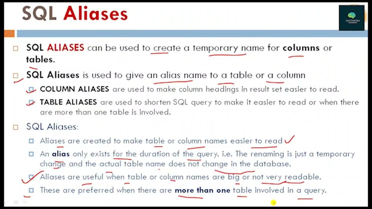 SQL Aliases _ Column & Table Alias _ How to use SQL Aliases_ _ DBMS ...