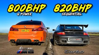 801HP G POWER BMW M5 vs 820HP SEQUENTIAL PORSCHE 911 TURBO