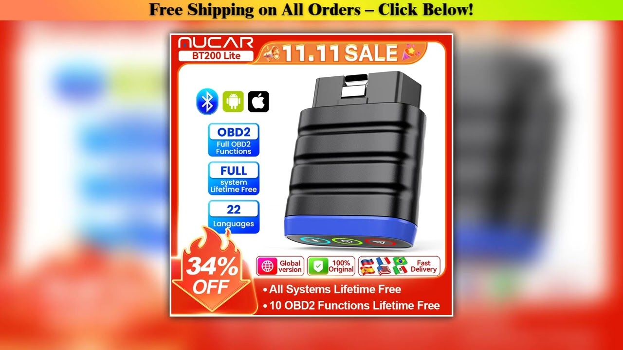 MUCAR BT200 LITE OBD2 Scanner Diagnostic Tool OE Full System Car Scanner for iOS Android Fault