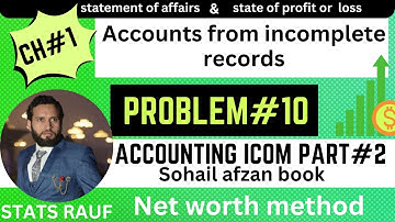 problem10 ch1 accounts from incomplete records accounting icom part2 Sohail Afzal statsrauf