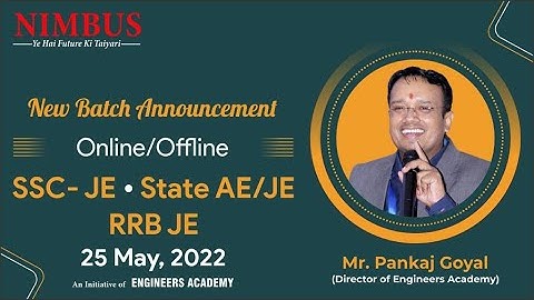 New Batch Announcement By NIMBUS & Engineers Academy | SSC/State AE/JE | RRB JE Online/Offline Batch
