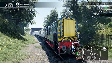 Driving a Class 09 on a passenger train along the dull West Somerset Railway in Train Sim World 5