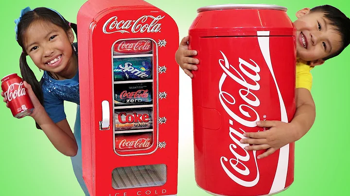 Wendy & Liam Pretend Play w/ Giant Coca Cola Vending Machine & Kid Refrigerator Toy