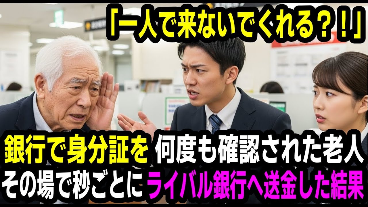 銀行で身分証を何度も確認されたおじいさん。その場で秒ごとにライバル銀行へ送金した結果…