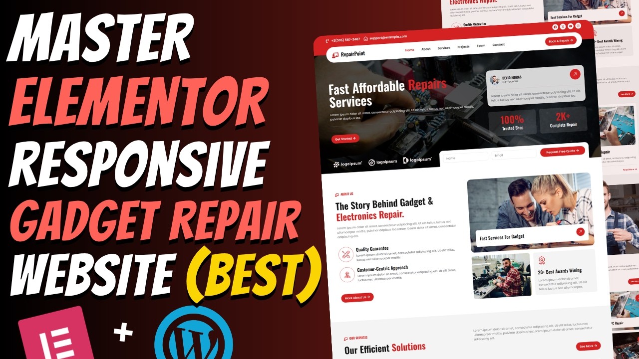 🔥Master ELEMENTOR: Create a Modern Responsive GADGET REPAIR Website ...